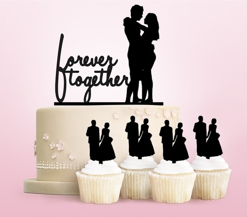 TC0203 Forever Together Party Wedding Birthday Acrylic Cake Topper Cupcake Toppers Decor Set 11 pcs