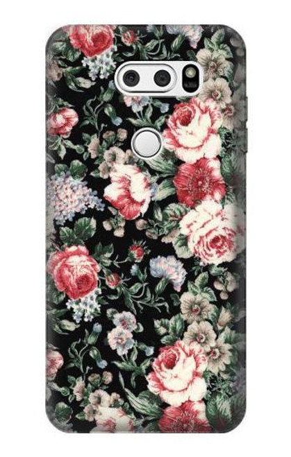 S2727 Vintage Rose Pattern Case For LG V30, LG V30 Plus, LG V30S ThinQ, LG V35, LG V35 ThinQ