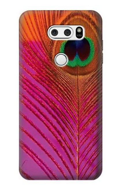 S3201 Pink Peacock Feather Case For LG V30, LG V30 Plus, LG V30S ThinQ, LG V35, LG V35 ThinQ