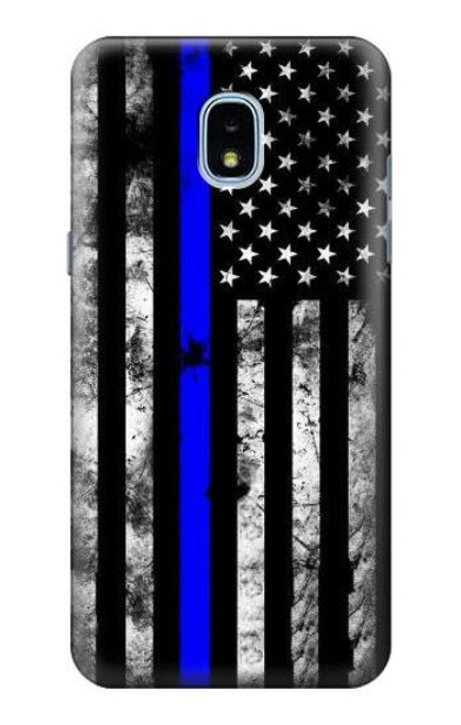 S3244 Thin Blue Line USA Case For Samsung Galaxy J3 (2018), J3 Star, J3 V 3rd Gen, J3 Orbit, J3 Achieve, Express Prime 3, Amp Prime 3