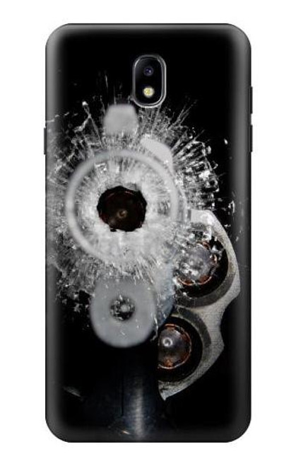 S2387 Gun Bullet Hole Glass Case For Samsung Galaxy J7 (2018), J7 Aero, J7 Top, J7 Aura, J7 Crown, J7 Refine, J7 Eon, J7 V 2nd Gen, J7 Star
