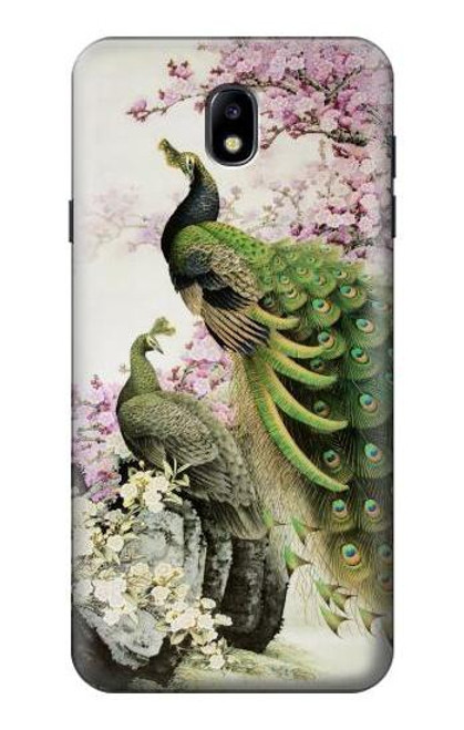 S2773 Peacock Chinese Brush Painting Case For Samsung Galaxy J7 (2018), J7 Aero, J7 Top, J7 Aura, J7 Crown, J7 Refine, J7 Eon, J7 V 2nd Gen, J7 Star