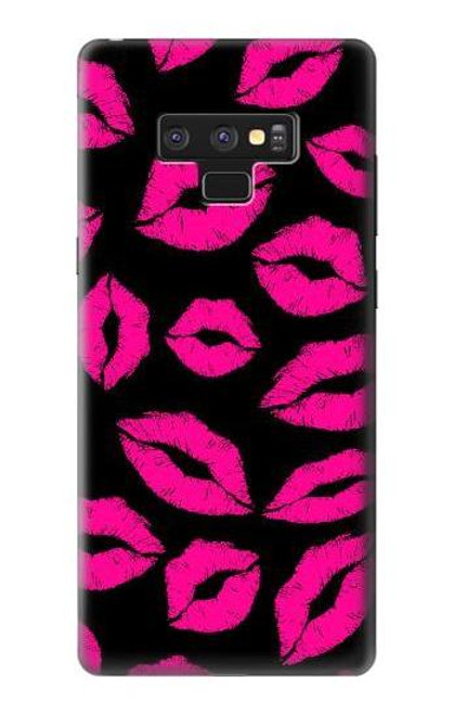 S2933 Pink Lips Kisses on Black Case For Note 9 Samsung Galaxy Note9