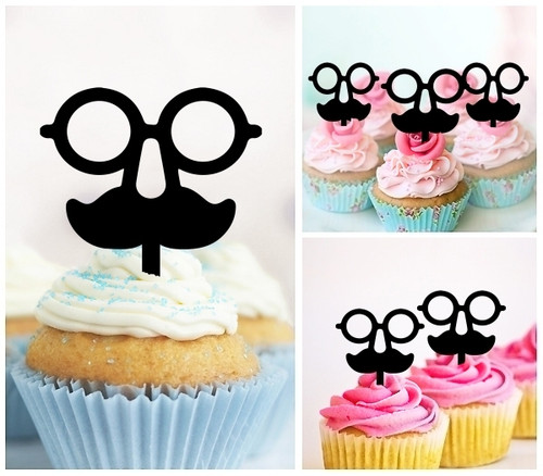 TA0674 Hipster Silhouette Party Wedding Birthday Acrylic Cupcake Toppers Decor 10 pcs