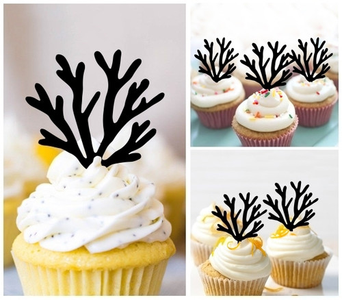 TA0786 Coral Silhouette Party Wedding Birthday Acrylic Cupcake Toppers Decor 10 pcs