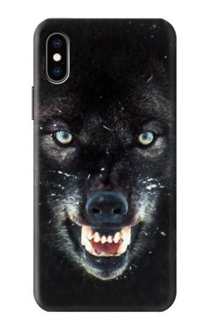 S2823 Black Wolf Blue Eyes Face Case For iPhone X, iPhone XS