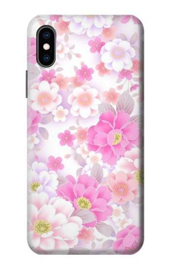 S3036 Pink Sweet Flower Flora Case For iPhone X, iPhone XS