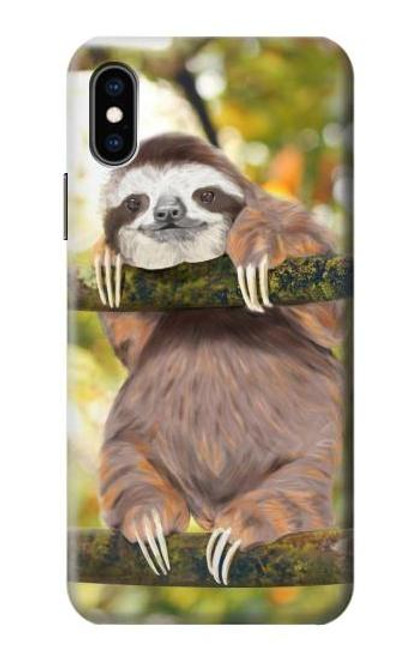 S3138 Cute Baby Sloth Paint Case For iPhone X, iPhone XS