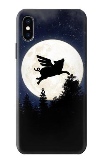 S3289 Flying Pig Full Moon Night Case For iPhone X, iPhone XS