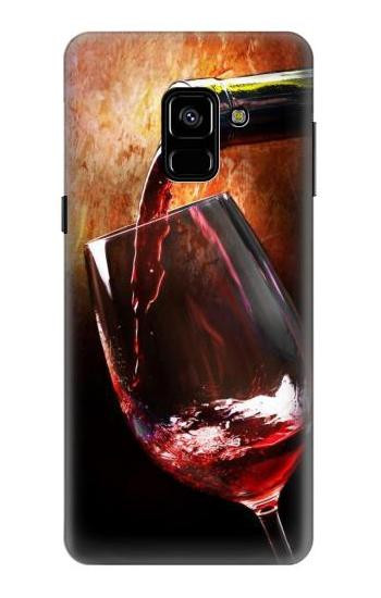 S2396 Red Wine Bottle And Glass Case For Samsung Galaxy A8 (2018)
