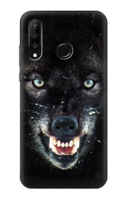 S2823 Black Wolf Blue Eyes Face Case For Huawei P30 lite