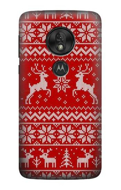 S2835 Christmas Reindeer Knitted Pattern Case For Motorola Moto G7 Play