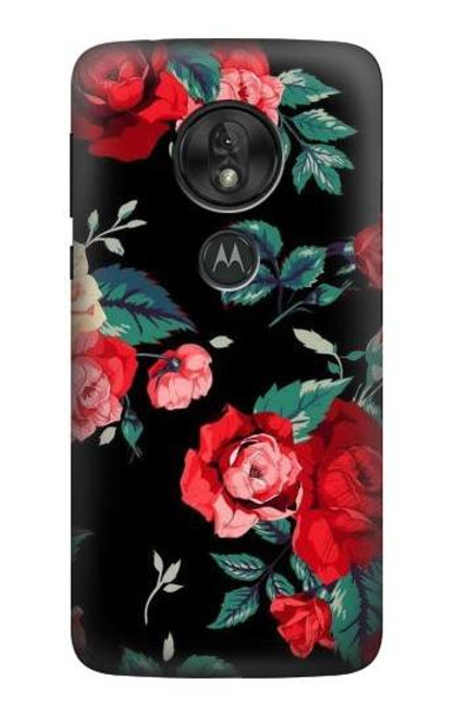 S3112 Rose Floral Pattern Black Case For Motorola Moto G7 Power