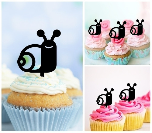 TA1188 Cute Snail Silhouette Party Wedding Birthday Acrylic Cupcake Toppers Decor 10 pcs