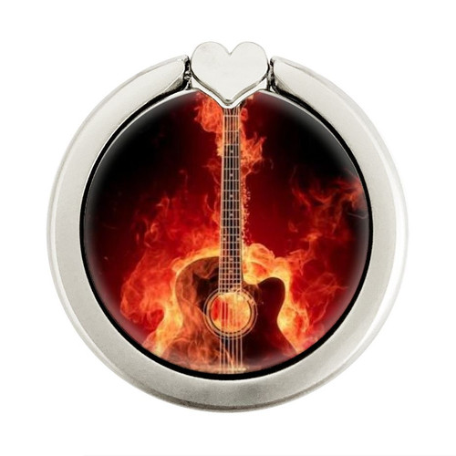 S0415 Fire Guitar Burn Graphic Ring Holder and Pop Up Grip