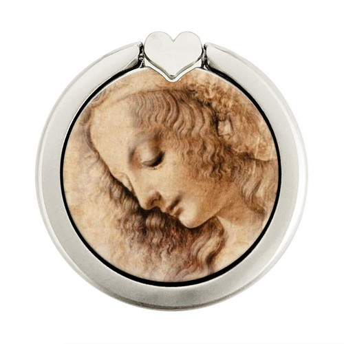 S1045 Leonardo da Vinci Woman's Head Graphic Ring Holder and Pop Up Grip