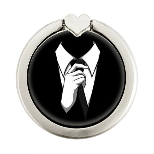 S1591 Anonymous Man in Black Suit Graphic Ring Holder and Pop Up Grip