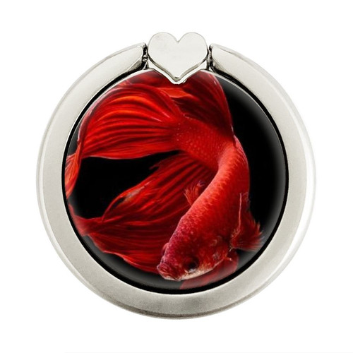 S2092 Red Siamese Fighting Fish Graphic Ring Holder and Pop Up Grip