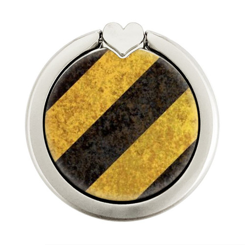 S2231 Yellow and Black Line Hazard Striped Graphic Ring Holder and Pop Up Grip
