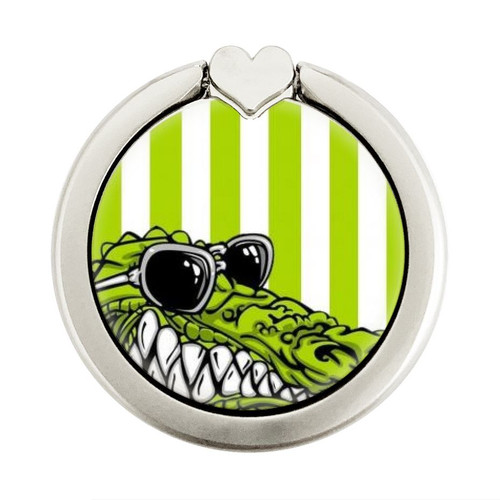 S2323 Funny Green Alligator Crocodile Graphic Ring Holder and Pop Up Grip