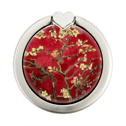 S2414 Red Blossoming Almond Tree Van Gogh Graphic Ring Holder and Pop Up Grip