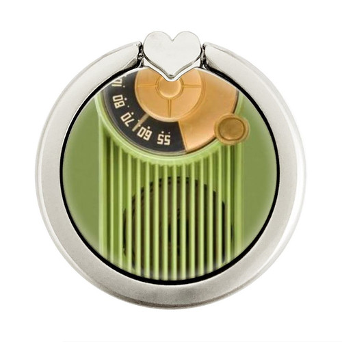 S2656 Vintage Bakelite Radio Green Graphic Ring Holder and Pop Up Grip