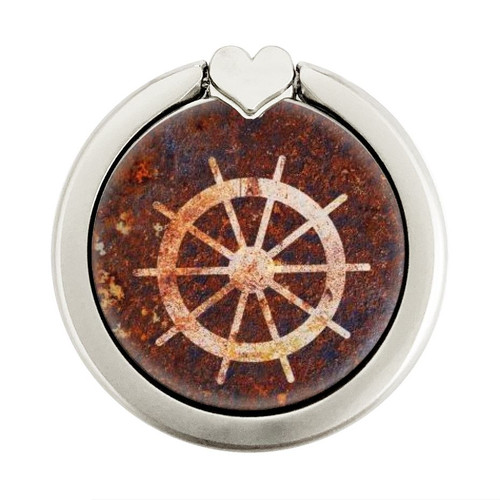 S2766 Ship Wheel Rusty Texture Graphic Ring Holder and Pop Up Grip