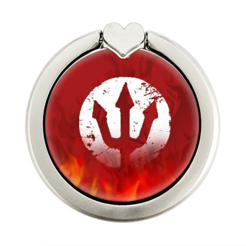 S2803 Fire Red Devil Spear Symbol Graphic Ring Holder and Pop Up Grip