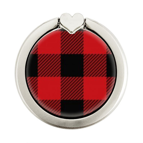 S2931 Red Buffalo Check Pattern Graphic Ring Holder and Pop Up Grip S2931 Red Buffalo Check Pattern Graphic Ring Holder and Pop Up Grip