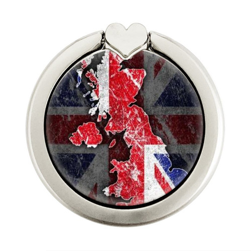 S2936 UK British Flag Map Graphic Ring Holder and Pop Up Grip