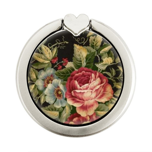 S3013 Vintage Antique Roses Graphic Ring Holder and Pop Up Grip