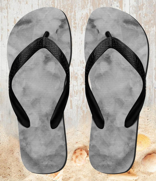 FA0366 Gray Marble Texture Beach Slippers Sandals Flip Flops Unisex