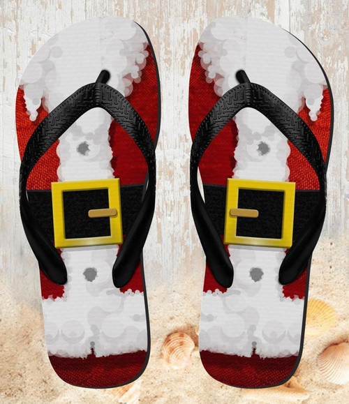 FA0367 Christmas Santa Red Suit Beach Slippers Sandals Flip Flops Unisex