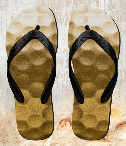 FA0418 Gold Golf Ball Beach Slippers Sandals Flip Flops Unisex