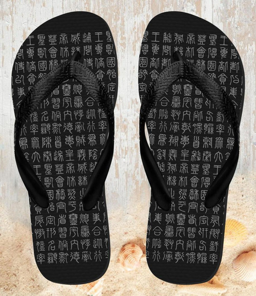 FA0427 Ancient Alphabet Beach Slippers Sandals Flip Flops Unisex