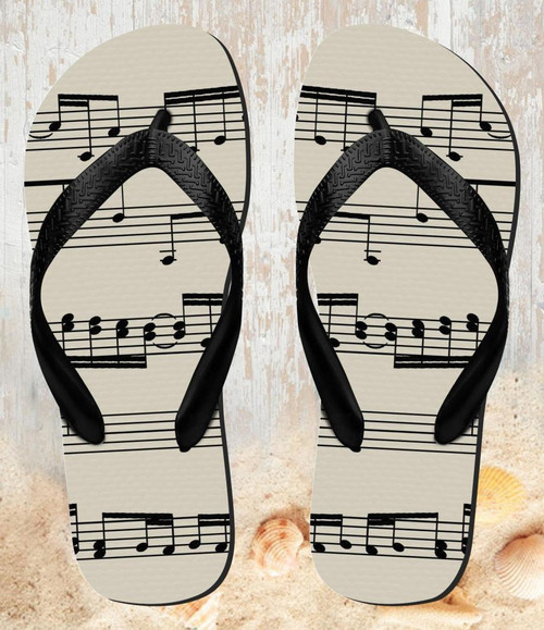 FA0453 Music Sheet Beach Slippers Sandals Flip Flops Unisex