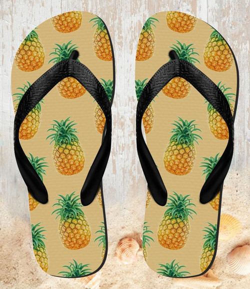 FA0511 Pineapple Pattern Beach Slippers Sandals Flip Flops Unisex