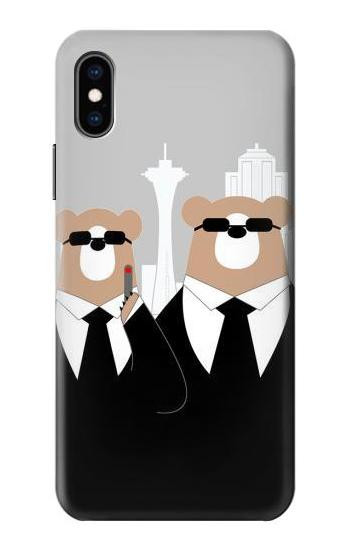 S3557 Bear in Black Suit Case For iPhone X, iPhone XS
