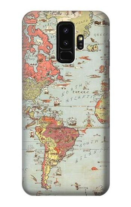 S3418 Vintage World Map Case For Samsung Galaxy S9 Plus
