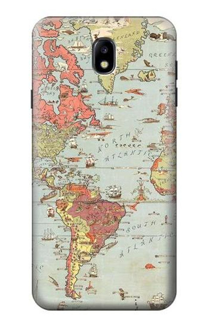 S3418 Vintage World Map Case For Samsung Galaxy J7 (2018), J7 Aero, J7 Top, J7 Aura, J7 Crown, J7 Refine, J7 Eon, J7 V 2nd Gen, J7 Star