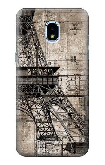 S3416 Eiffel Tower Blueprint Case For Samsung Galaxy J3 (2018), J3 Star, J3 V 3rd Gen, J3 Orbit, J3 Achieve, Express Prime 3, Amp Prime 3