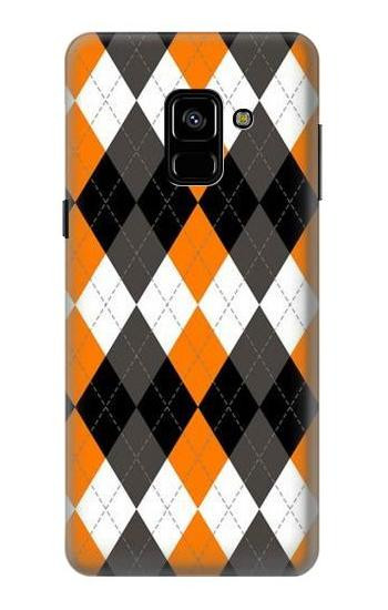 S3421 Black Orange White Argyle Plaid Case For Samsung Galaxy A8 (2018)