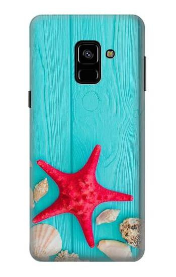 S3428 Aqua Wood Starfish Shell Case For Samsung Galaxy A8 (2018)