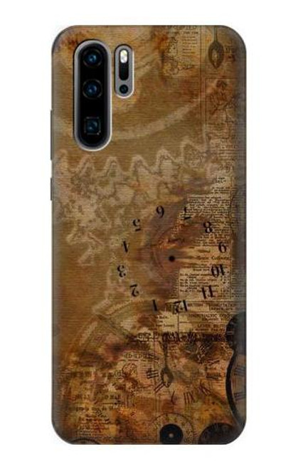 S3456 Vintage Paper Clock Steampunk Case For Huawei P30 Pro