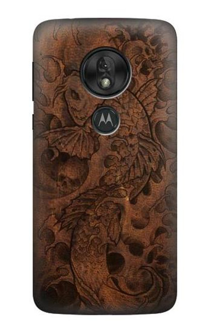 S3405 Fish Tattoo Leather Graphic Print Case For Motorola Moto G7 Power