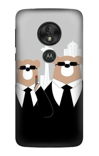 S3557 Bear in Black Suit Case For Motorola Moto G7 Power