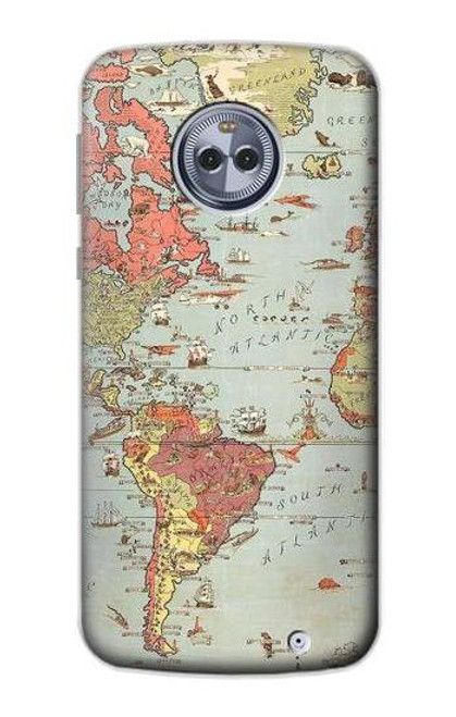 S3418 Vintage World Map Case For Motorola Moto X4