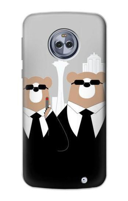 S3557 Bear in Black Suit Case For Motorola Moto X4