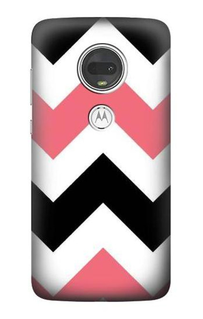 S1849 Pink Black Chevron Zigzag Case For Motorola Moto G7, Moto G7 Plus