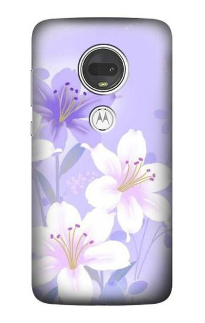 S2361 Purple White Flowers Case For Motorola Moto G7, Moto G7 Plus